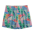 Watercolor Tropical Patchwork Print Mesh Shorts