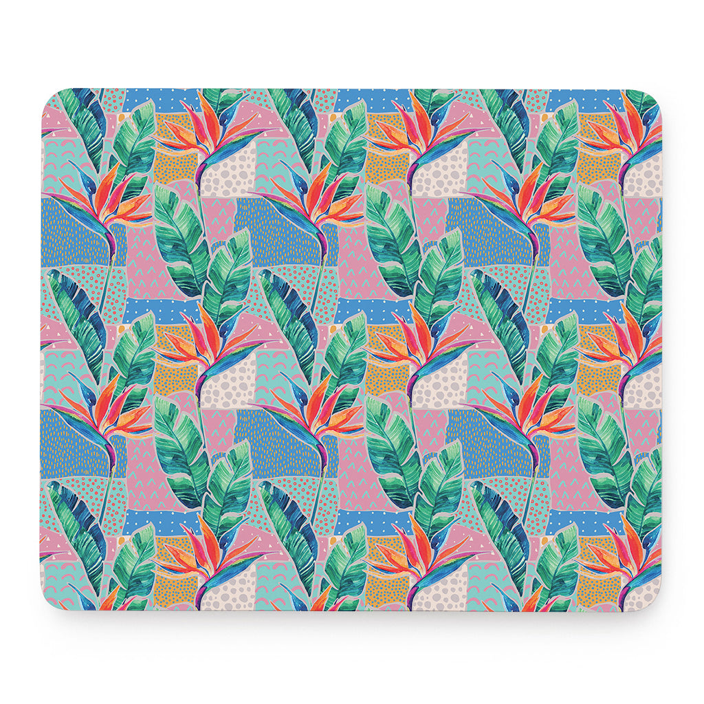 Watercolor Tropical Patchwork Print Mouse Pad