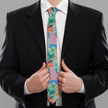 Watercolor Tropical Patchwork Print Necktie
