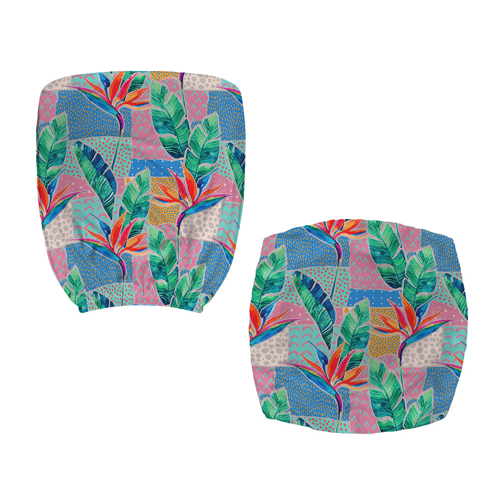 Watercolor Tropical Patchwork Print Office Chair Cover