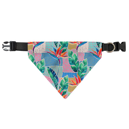 Watercolor Tropical Patchwork Print Over The Collar Dog Bandana