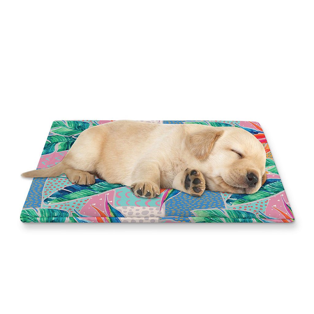 Watercolor Tropical Patchwork Print Pet Cooling Mat Cover