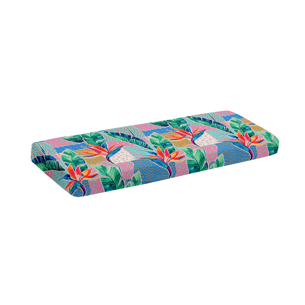 Watercolor Tropical Patchwork Print Piano Keyboard Cover