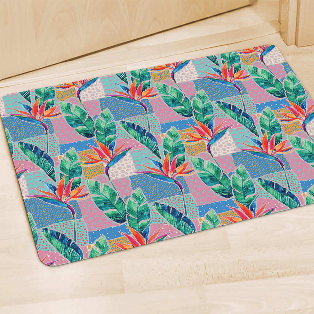 Watercolor Tropical Patchwork Print Polyester Doormat