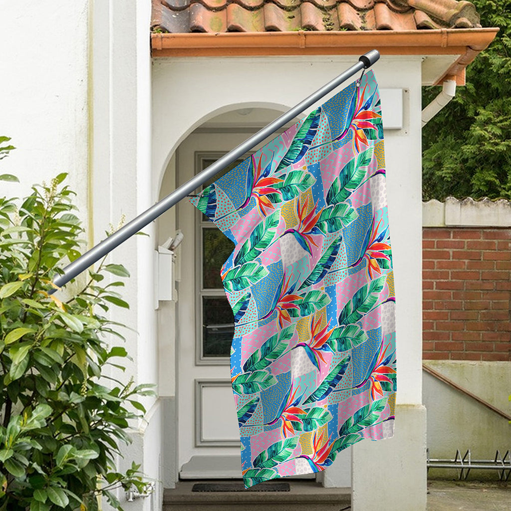 Watercolor Tropical Patchwork Print Polyester Flag