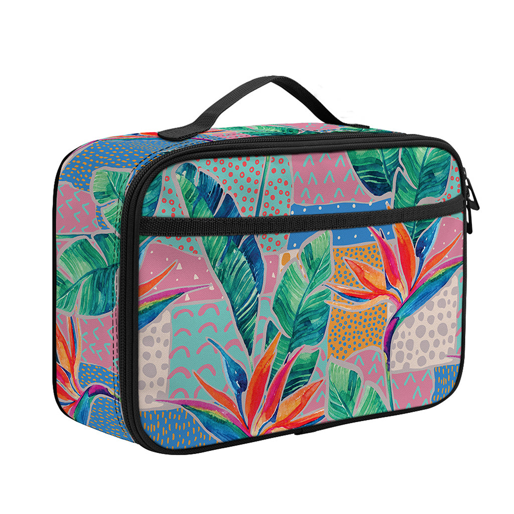 Watercolor Tropical Patchwork Print Portable Lunch Bag