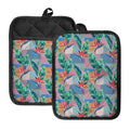 Watercolor Tropical Patchwork Print Pot Holders With Pocket