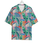 Watercolor Tropical Patchwork Print Rayon Hawaiian Shirt