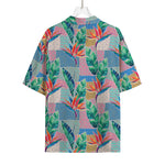 Watercolor Tropical Patchwork Print Rayon Hawaiian Shirt