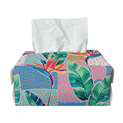 Watercolor Tropical Patchwork Print Rectangle Tissue Box Cover