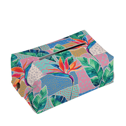 Watercolor Tropical Patchwork Print Rectangle Tissue Box Cover