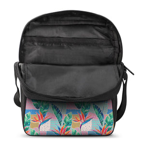 Watercolor Tropical Patchwork Print Rectangular Crossbody Bag