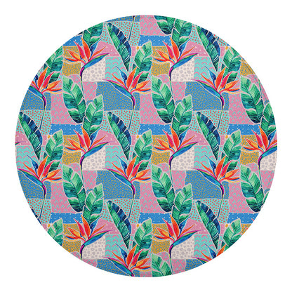 Watercolor Tropical Patchwork Print Round Blanket