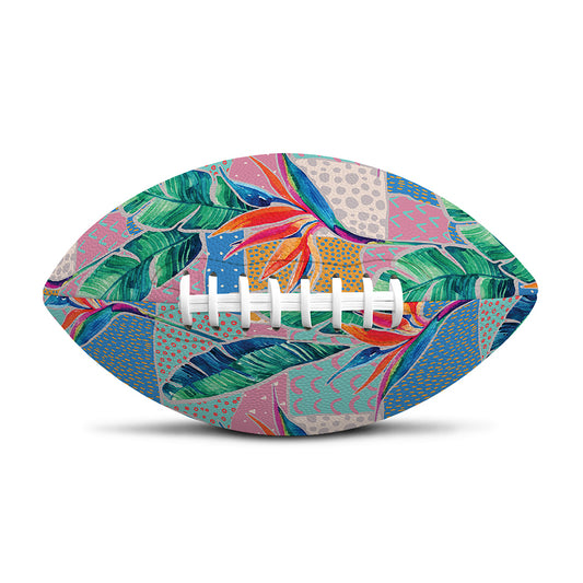 Watercolor Tropical Patchwork Print Rugby Ball