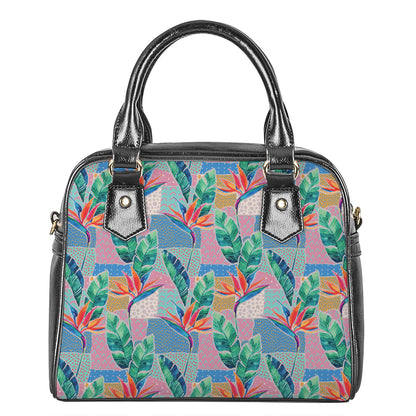 Watercolor Tropical Patchwork Print Shoulder Handbag