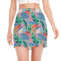 Watercolor Tropical Patchwork Print Side Slit Mini Skirt