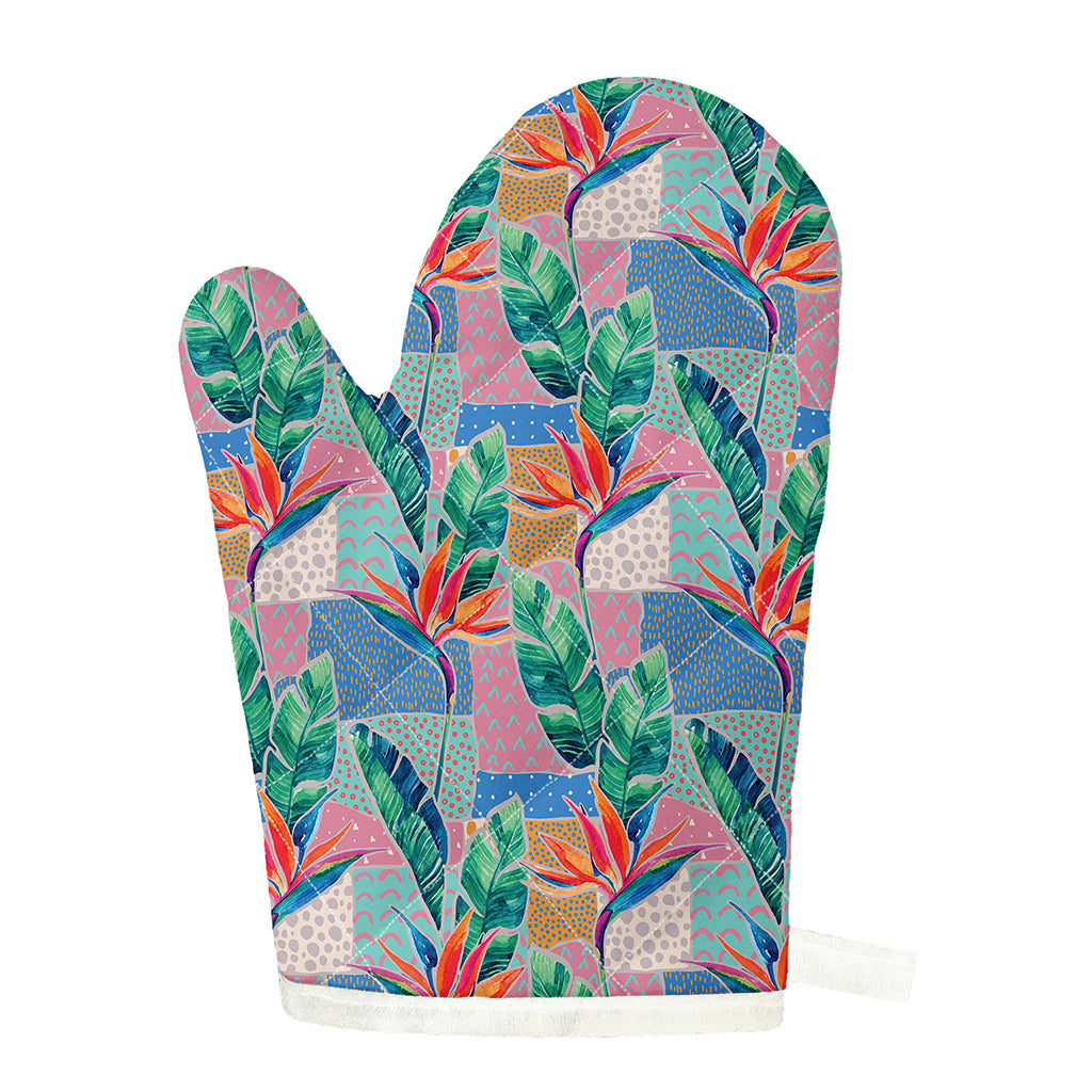 Watercolor Tropical Patchwork Print Single Oven Mitt