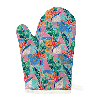Watercolor Tropical Patchwork Print Single Oven Mitt