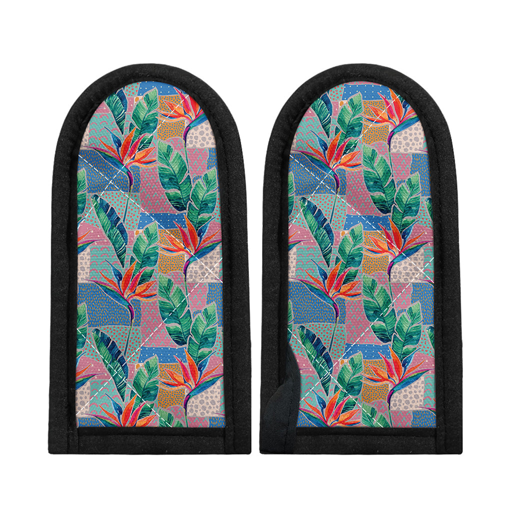 Watercolor Tropical Patchwork Print Skillet Handle Cover