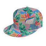 Watercolor Tropical Patchwork Print Snapback Cap