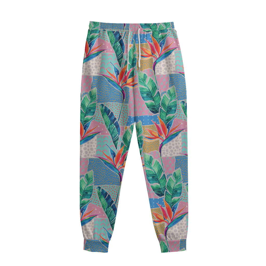 Watercolor Tropical Patchwork Print Sweatpants