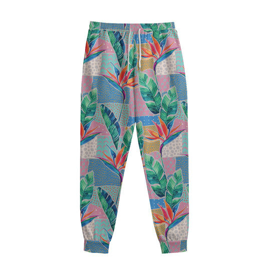 Watercolor Tropical Patchwork Print Sweatpants