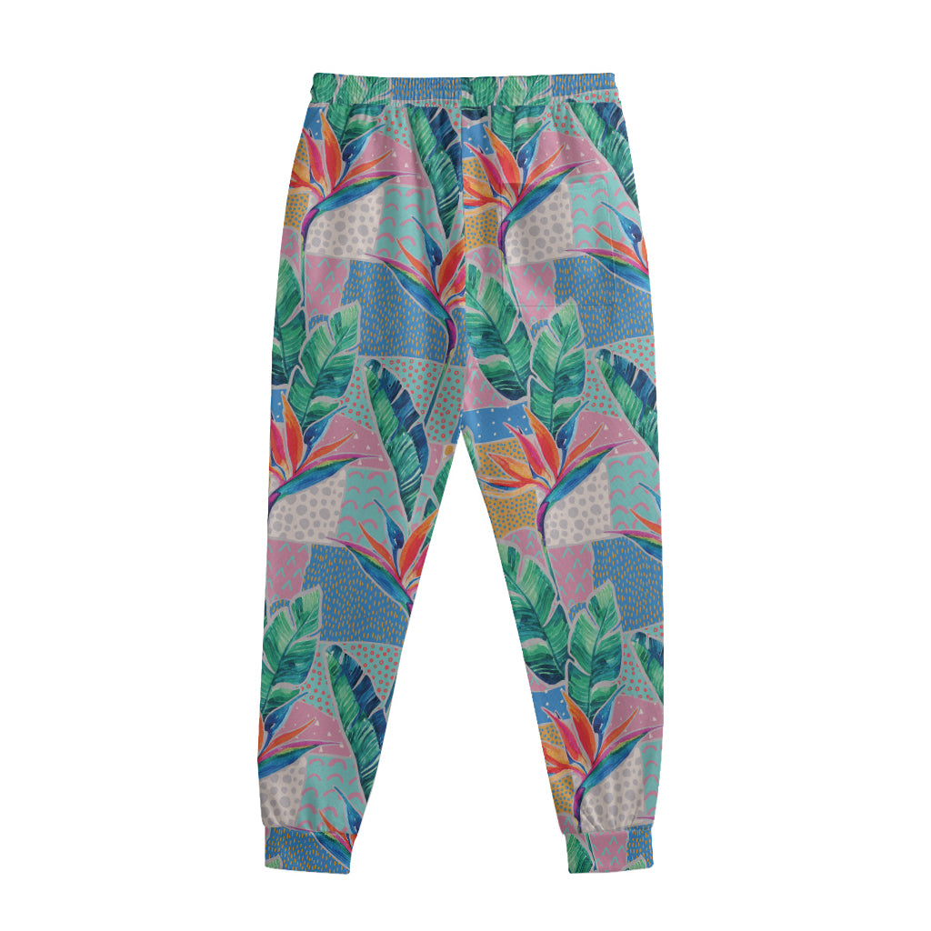 Watercolor Tropical Patchwork Print Sweatpants