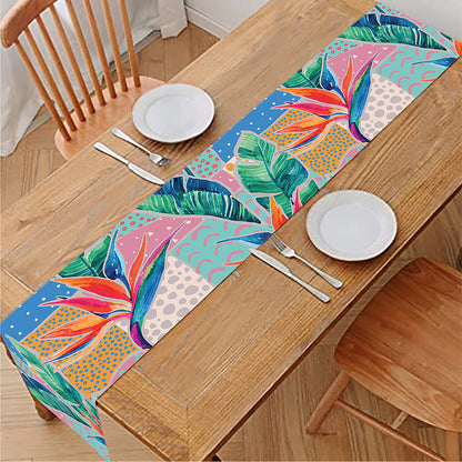 Watercolor Tropical Patchwork Print Table Runner