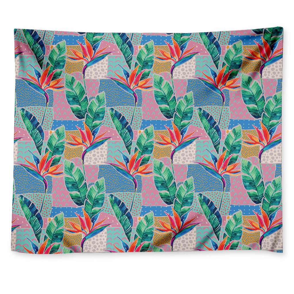 Watercolor Tropical Patchwork Print Tapestry