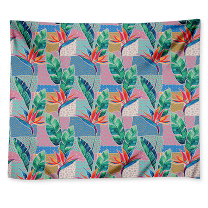 Watercolor Tropical Patchwork Print Tapestry