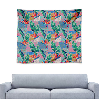 Watercolor Tropical Patchwork Print Tapestry