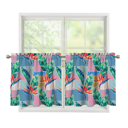 Watercolor Tropical Patchwork Print Tier Curtains