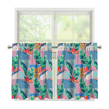 Watercolor Tropical Patchwork Print Tier Curtains