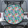 Watercolor Tropical Patchwork Print Tire Cover