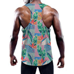 Watercolor Tropical Patchwork Print Training Tank Top