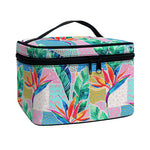 Watercolor Tropical Patchwork Print Travel Makeup Bag