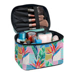 Watercolor Tropical Patchwork Print Travel Makeup Bag