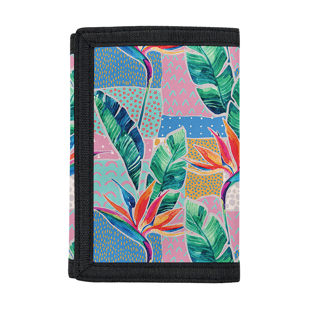 Watercolor Tropical Patchwork Print Trifold Wallet