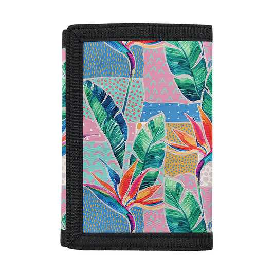 Watercolor Tropical Patchwork Print Trifold Wallet