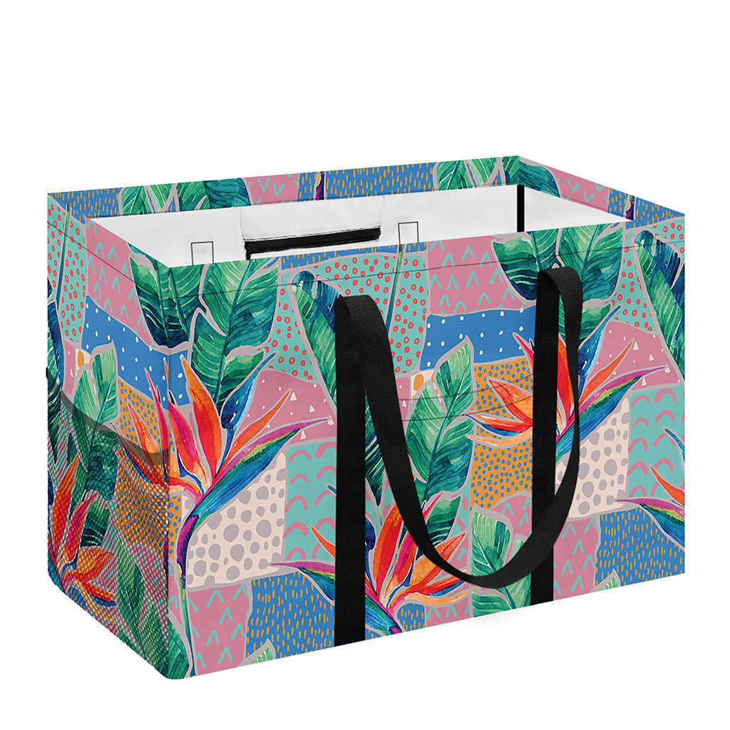 Watercolor Tropical Patchwork Print Utility Tote Bag