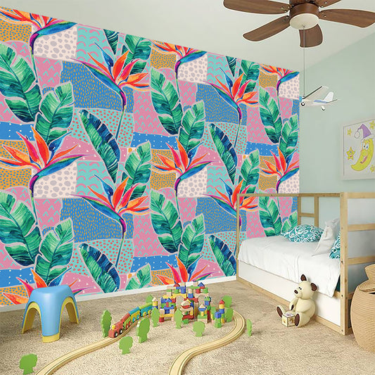 Watercolor Tropical Patchwork Print Wall Sticker