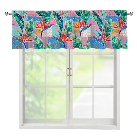 Watercolor Tropical Patchwork Print Window Valance