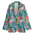 Watercolor Tropical Patchwork Print Women's Blazer