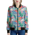 Watercolor Tropical Patchwork Print Women's Bomber Jacket