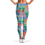 Watercolor Tropical Patchwork Print Women's Leggings