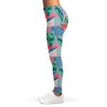 Watercolor Tropical Patchwork Print Women's Leggings
