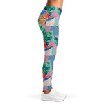 Watercolor Tropical Patchwork Print Women's Leggings