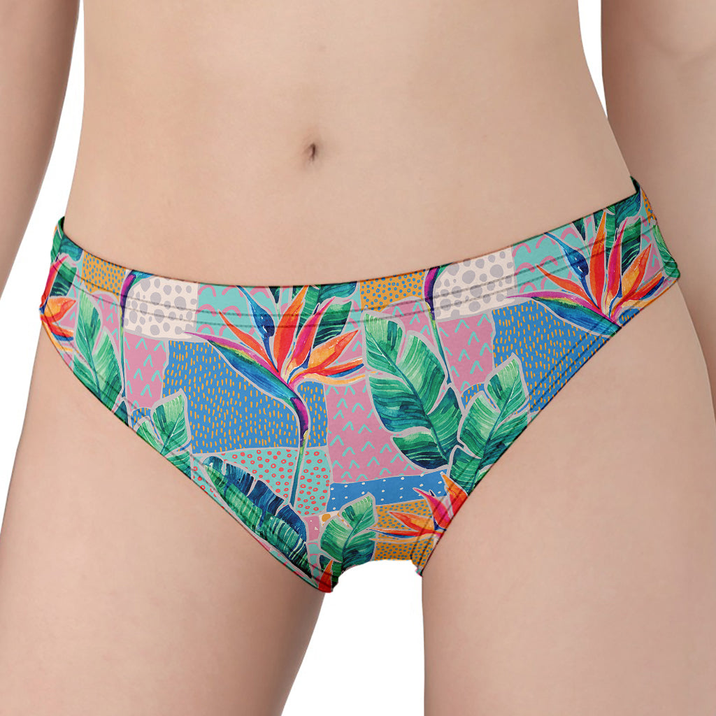 Watercolor Tropical Patchwork Print Women's Panties