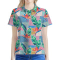 Watercolor Tropical Patchwork Print Women's Polo Shirt