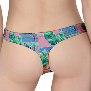 Watercolor Tropical Patchwork Print Women's Thong